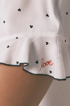 Pijama corto tirantes blanco estampado corazones