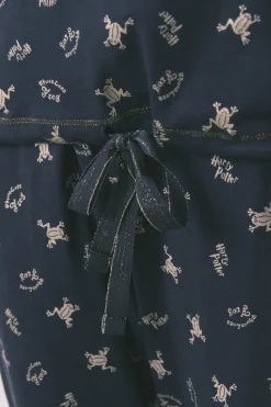 Pijama largo 100% algodón azul estampado ranitas