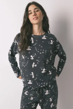 Pijama largo 100% algod&oacute;n gris El Principito