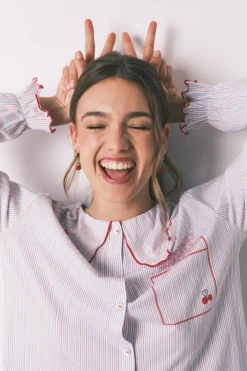 Pijama largo algod&oacute;n cuello bobo