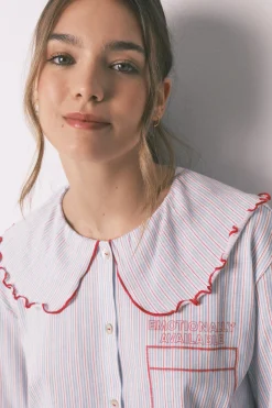 Pijama largo algod&oacute;n cuello bobo