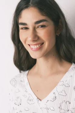 Pijama largo canal&eacute; soft blanco estampado Moomin