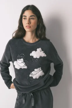 Pijama largo polar gris estampado Moomin