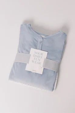 Pijama largo polar suave cenefas azul