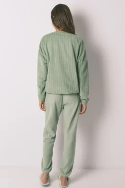 Pijama largo polar verde