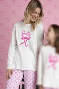 Pijama largo rayas lazos Barbie 100% algod&oacute;n