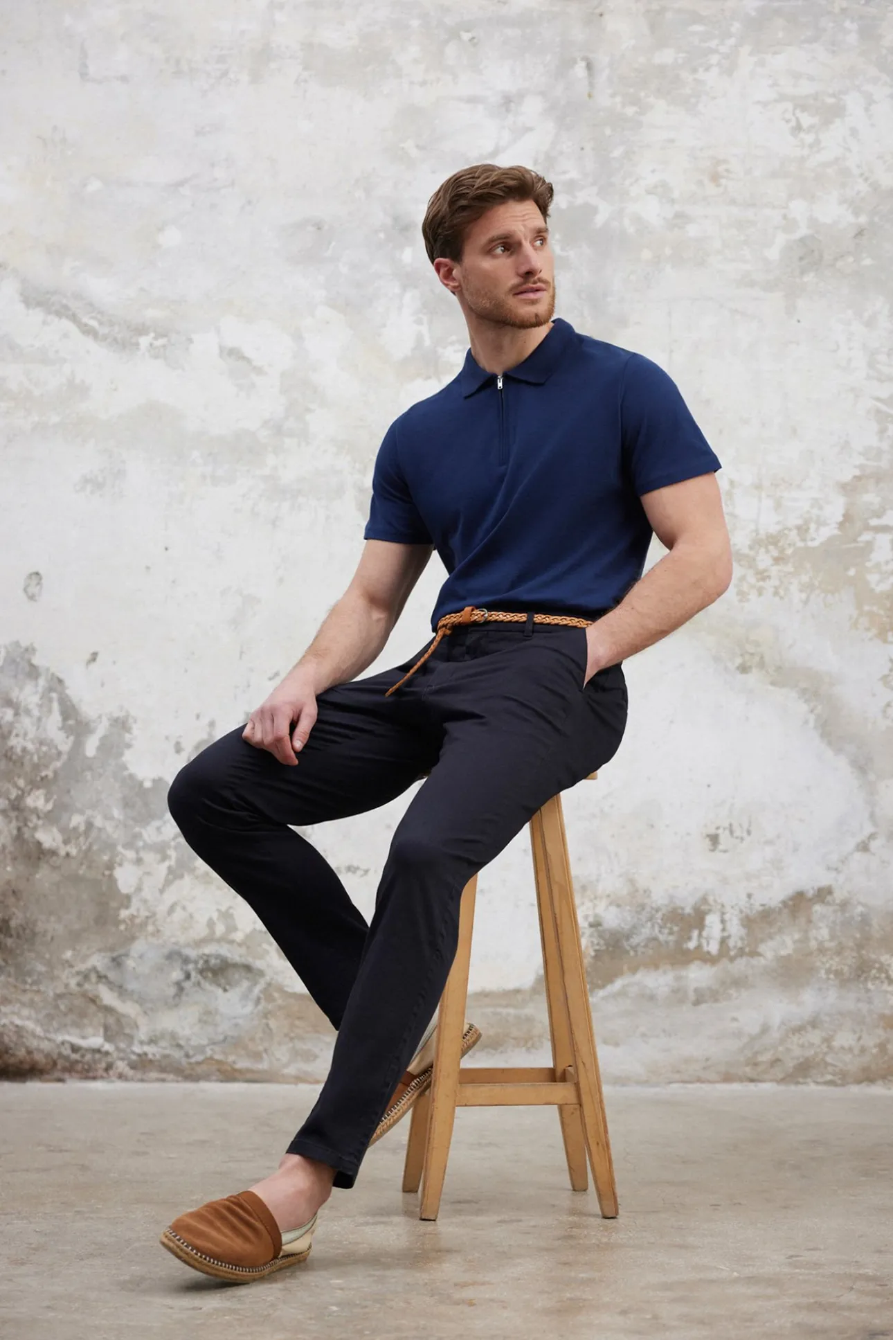 Polo de manga corta y cremallera