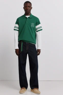 Polo piqu&eacute; mangas bloques contraste regular fit