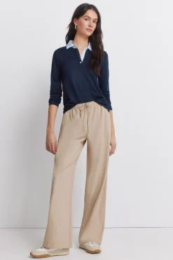 Polo punto manga larga bimateria