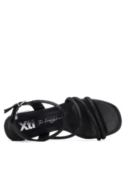 Sandalia tiras strass metalizado