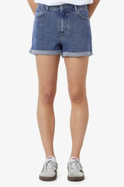 Short vaquero b&aacute;sico con dobladillo de cinco bolsillos.