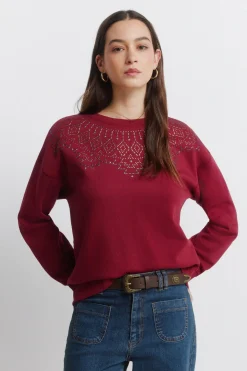 Sudadera cuello boho aplicaciones