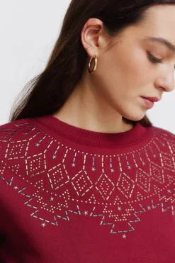 Sudadera cuello boho aplicaciones