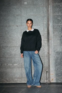 Sudadera cuello camisa