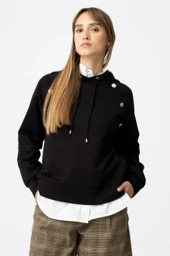 Sudadera Regular con Botones Met&aacute;licos