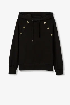 Sudadera Regular con Botones Met&aacute;licos