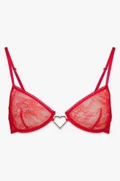 Sujetador sin relleno encaje rojo PRETTY