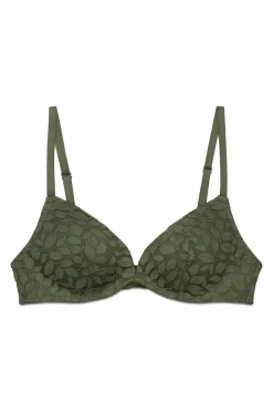 Sujetador triangular CHARMING relleno encaje kaki