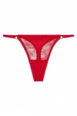 Tanga tira encaje rojo