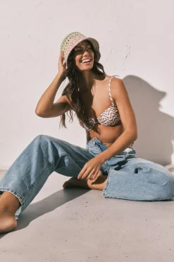 Top bikini balconette estampado geom&eacute;trico