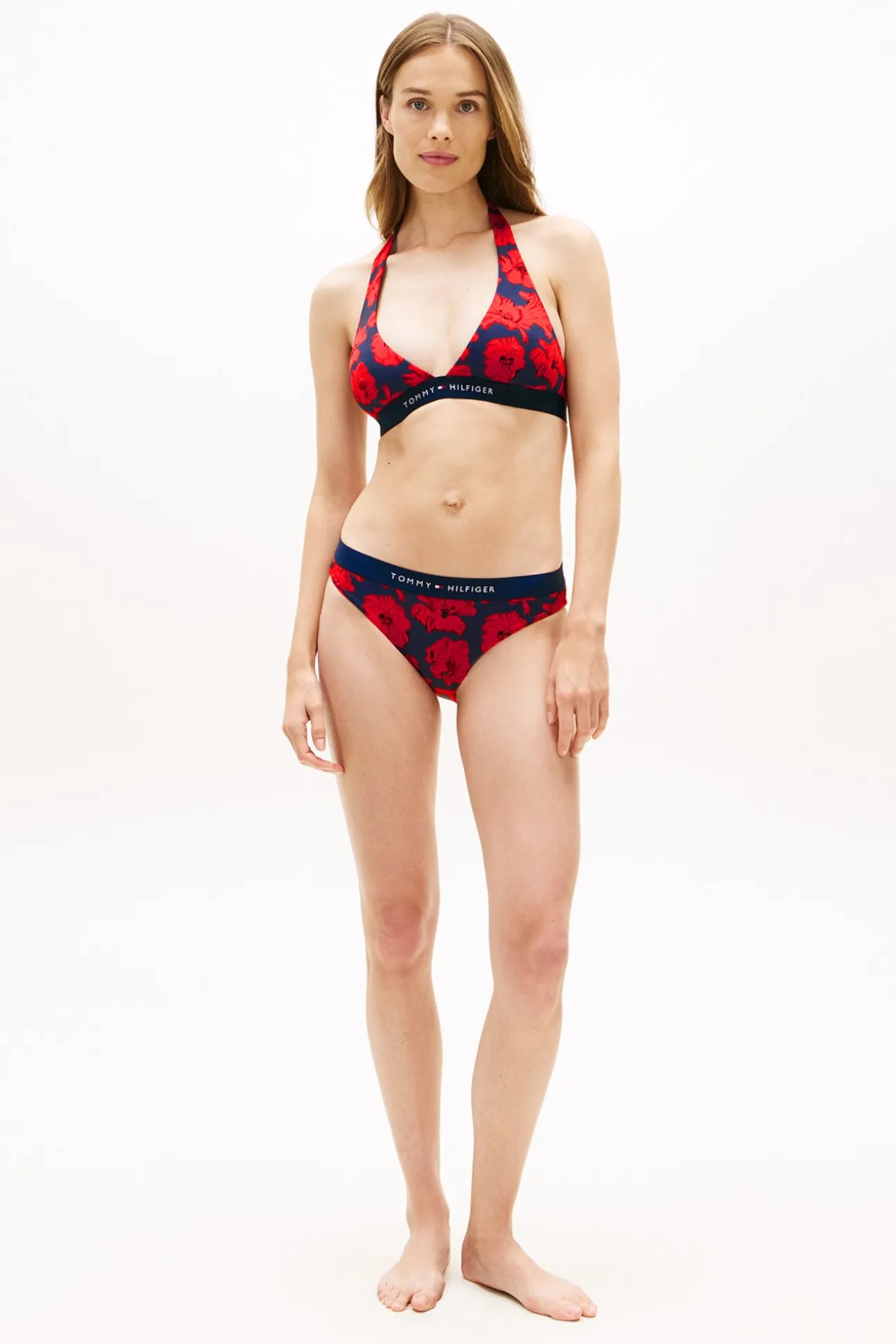 Top bikini tipo halter estampado floral