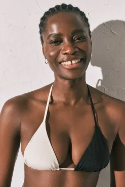 Top bikini triangular color block B&W