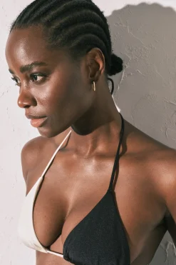 Top bikini triangular color block B&W