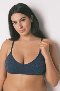 Top canal&eacute; seamless azul lurex