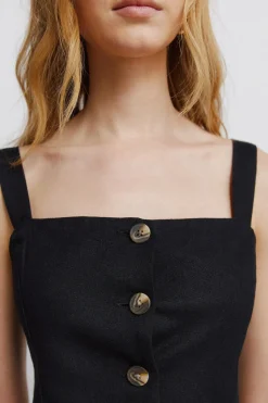 Top chaleco lino negro