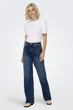 Top de cuello redondo y manga 2/4 abullonada