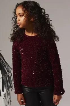 Top de lentejuelas y terciopelo de ni&ntilde;a