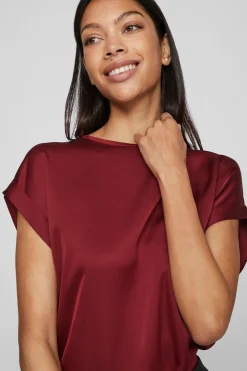 Top de manga corta satinado