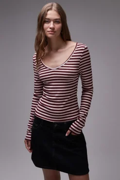 Top de punto de manga larga