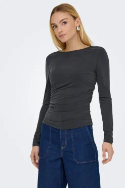 Top fruncido manga larga