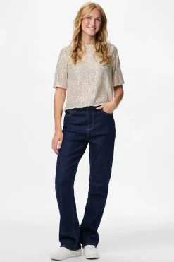 Top lentejuelas manga corta