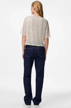 Top lentejuelas manga corta