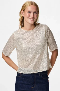 Top lentejuelas manga corta