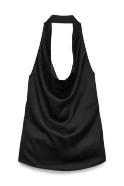 Top satinado atado al cuello