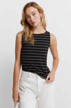 Top sin mangas cuello redondo algodón