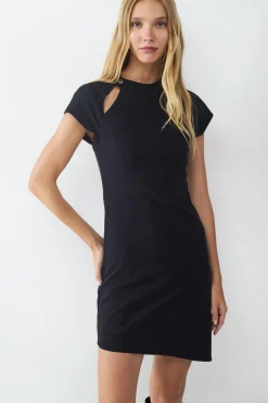 Vestido asim&eacute;trico cut-out