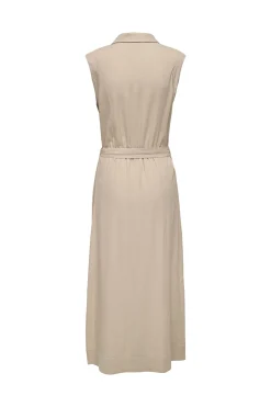 Vestido camisero largo de lino