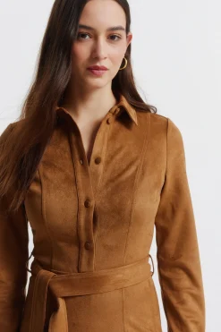 Vestido corto camisero antelina