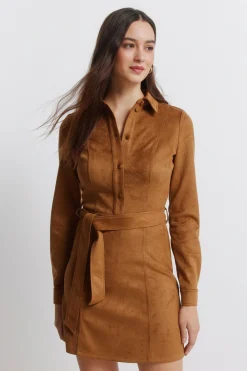 Vestido corto camisero antelina