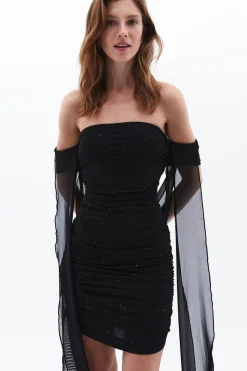 Vestido corto de palabra de honor