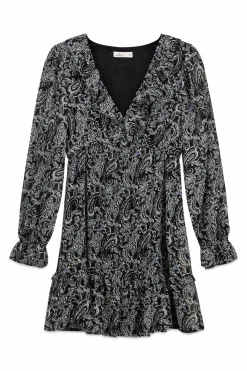 Vestido corto estampado manga larga