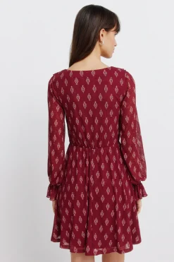 Vestido corto estampado volantes