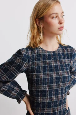 Vestido corto smock cuadros