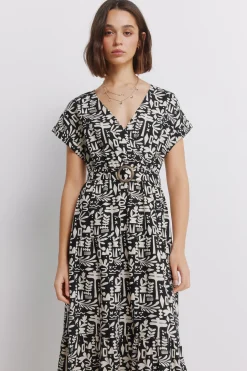 Vestido cruzado lino hebilla