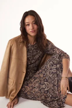 Vestido estampado frunce