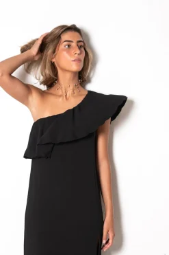 Vestido largo asim&eacute;trico